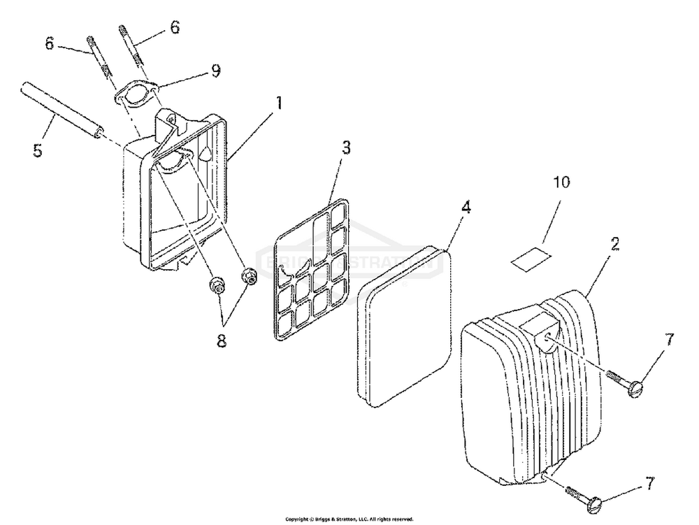 Air Cleaner Diagram and Parts List for 1959-0  Briggs and Stratton Generator